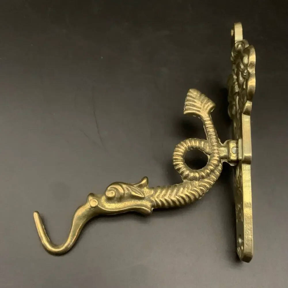 Vintage French Bronze Serpent Dragon Fish Wall Hook